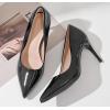 image:imageDADAWEN Womens High Heels Pumps Closed Pointed Toe Comfortable Stiletto 3 Inch Heels Dress Office Wedding Pump ShoesBlack Patent