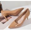 image:imageDADAWEN Womens High Heels Pumps Closed Pointed Toe Comfortable Stiletto 3 Inch Heels Dress Office Wedding Pump ShoesNude Patent