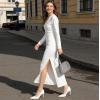 image:imageDADAWEN Womens High Heels Pumps Closed Pointed Toe Comfortable Stiletto 3 Inch Heels Dress Office Wedding Pump ShoesWhite Patent