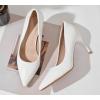 image:imageDADAWEN Womens High Heels Pumps Closed Pointed Toe Comfortable Stiletto 3 Inch Heels Dress Office Wedding Pump ShoesWhite Patent