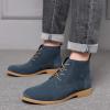image:imageDADAWEN Mens Chelsea Boots Leather Casual Chukka Ankle Boots Classic Lace Up Dress Boots for Men Blue Suede US Size 95