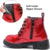 image:imageDADAWEN Boys Girls Glitter Ankle Boots Lace Up Waterproof Combat Shoes With Side Zipper for ToddlerLittle KidBig Kid01 RedGlitter