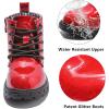 image:imageDADAWEN Boys Girls Glitter Ankle Boots Lace Up Waterproof Combat Shoes With Side Zipper for ToddlerLittle KidBig Kid01 RedGlitter