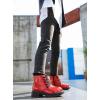 image:imageDADAWEN Boys Girls Glitter Ankle Boots Lace Up Waterproof Combat Shoes With Side Zipper for ToddlerLittle KidBig Kid01 RedGlitter