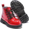image:imageDADAWEN Boys Girls Glitter Ankle Boots Lace Up Waterproof Combat Shoes With Side Zipper for ToddlerLittle KidBig Kid01 RedGlitter