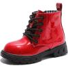 image:imageDADAWEN Boys Girls Glitter Ankle Boots Lace Up Waterproof Combat Shoes With Side Zipper for ToddlerLittle KidBig Kid01 RedGlitter