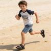 image:imageDADAWEN Boys Girls Leather Sandals Kids Adjustable Straps OpenToe Hiking Beach Summer Outdoor Athletic Sport Sandals for ToddlerLittleBig KidBlack