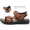 image:imageDADAWEN Boys Girls Leather Sandals Kids Adjustable Straps OpenToe Hiking Beach Summer Outdoor Athletic Sport Sandals for ToddlerLittleBig KidBrown