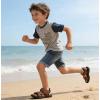 image:imageDADAWEN Boys Girls Leather Sandals Kids Adjustable Straps OpenToe Hiking Beach Summer Outdoor Athletic Sport Sandals for ToddlerLittleBig KidBrown