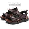 image:imageDADAWEN Boys Girls Leather Sandals Kids Adjustable Straps OpenToe Hiking Beach Summer Outdoor Athletic Sport Sandals for ToddlerLittleBig KidDark Brown