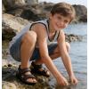 image:imageDADAWEN Boys Girls Leather Sandals Kids Adjustable Straps OpenToe Hiking Beach Summer Outdoor Athletic Sport Sandals for ToddlerLittleBig KidDark Brown