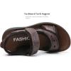 image:imageDADAWEN Boys Girls Leather Sandals Kids Adjustable Straps OpenToe Hiking Beach Summer Outdoor Athletic Sport Sandals for ToddlerLittleBig KidDark Brown