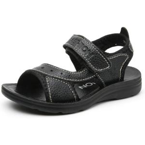 image:imageDADAWEN Boys Girls Leather Sandals Kids Adjustable Straps OpenToe Hiking Beach Summer Outdoor Athletic Sport Sandals for ToddlerLittleBig KidBlack