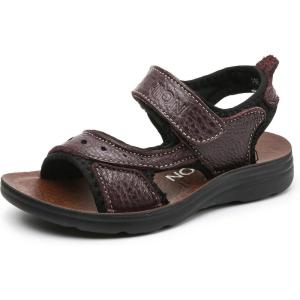 image:imageDADAWEN Boys Girls Leather Sandals Kids Adjustable Straps OpenToe Hiking Beach Summer Outdoor Athletic Sport Sandals for ToddlerLittleBig KidDark Brown