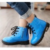image:imageDADAWEN Boys Girls Glitter Ankle Boots Lace Up Waterproof Combat Shoes With Side Zipper for ToddlerLittle KidBig KidBlue