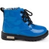 image:imageDADAWEN Boys Girls Glitter Ankle Boots Lace Up Waterproof Combat Shoes With Side Zipper for ToddlerLittle KidBig KidBlue