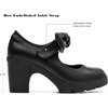 image:imageDADAWEN Womens Bow Heels Mary Jane Chunky Low Block Heels Pumps Comfortable Closed Round Toe Ankle Strap Wedding Evening Party Dress ShoesBlack