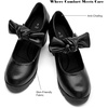 image:imageDADAWEN Womens Bow Heels Mary Jane Chunky Low Block Heels Pumps Comfortable Closed Round Toe Ankle Strap Wedding Evening Party Dress ShoesBlack