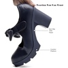 image:imageDADAWEN Womens Bow Heels Mary Jane Chunky Low Block Heels Pumps Comfortable Closed Round Toe Ankle Strap Wedding Evening Party Dress ShoesDark Blue