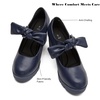 image:imageDADAWEN Womens Bow Heels Mary Jane Chunky Low Block Heels Pumps Comfortable Closed Round Toe Ankle Strap Wedding Evening Party Dress ShoesDark Blue