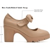 image:imageDADAWEN Womens Bow Heels Mary Jane Chunky Low Block Heels Pumps Comfortable Closed Round Toe Ankle Strap Wedding Evening Party Dress ShoesNude