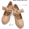 image:imageDADAWEN Womens Bow Heels Mary Jane Chunky Low Block Heels Pumps Comfortable Closed Round Toe Ankle Strap Wedding Evening Party Dress ShoesNude