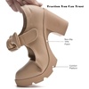 image:imageDADAWEN Womens Bow Heels Mary Jane Chunky Low Block Heels Pumps Comfortable Closed Round Toe Ankle Strap Wedding Evening Party Dress ShoesNude