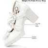 image:imageDADAWEN Womens Kawaii Mary Jane Chunky Low Block Heels Pumps with Bow Lace Comfortable Round Toe Ankle Strap Cosplay Wedding School Party Dress ShoesWhite