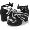 image:imageDADAWEN Womens Kawaii Mary Jane Chunky Low Block Heels Pumps with Bow Lace Comfortable Round Toe Ankle Strap Cosplay Wedding School Party Dress ShoesBlack