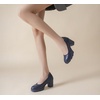 image:imageDADAWEN Womens Pumps Low Chunky Block Heel Closed Round Toe Comfortable Heels Work Wedding Party Dress Pumps ShoesDark Blue