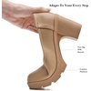 image:imageDADAWEN Womens Pumps Low Chunky Block Heel Closed Round Toe Comfortable Heels Work Wedding Party Dress Pumps ShoesNude