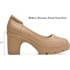 image:imageDADAWEN Womens Pumps Low Chunky Block Heel Closed Round Toe Comfortable Heels Work Wedding Party Dress Pumps ShoesNude