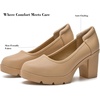 image:imageDADAWEN Womens Pumps Low Chunky Block Heel Closed Round Toe Comfortable Heels Work Wedding Party Dress Pumps ShoesNude