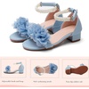 image:imageDADAWEN Girls Dress Shoes Sandals Open Toe Chunky Low Heels Pearls Ankle Strap Flower Girl Wedding Party Shoes for Toddler Little Big KidBlue