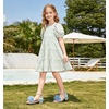 image:imageDADAWEN Girls Dress Shoes Sandals Open Toe Chunky Low Heels Pearls Ankle Strap Flower Girl Wedding Party Shoes for Toddler Little Big KidBlue