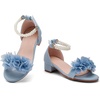 image:imageDADAWEN Girls Dress Shoes Sandals Open Toe Chunky Low Heels Pearls Ankle Strap Flower Girl Wedding Party Shoes for Toddler Little Big KidBlue