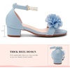 image:imageDADAWEN Girls Dress Shoes Sandals Open Toe Chunky Low Heels Pearls Ankle Strap Flower Girl Wedding Party Shoes for Toddler Little Big KidBlue
