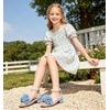 image:imageDADAWEN Girls Dress Shoes Sandals Open Toe Chunky Low Heels Pearls Ankle Strap Flower Girl Wedding Party Shoes for Toddler Little Big KidBlue