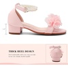 image:imageDADAWEN Girls Dress Shoes Sandals Open Toe Chunky Low Heels Pearls Ankle Strap Flower Girl Wedding Party Shoes for Toddler Little Big KidPink