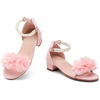 image:imageDADAWEN Girls Dress Shoes Sandals Open Toe Chunky Low Heels Pearls Ankle Strap Flower Girl Wedding Party Shoes for Toddler Little Big KidPink