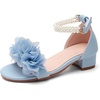 image:imageDADAWEN Girls Dress Shoes Sandals Open Toe Chunky Low Heels Pearls Ankle Strap Flower Girl Wedding Party Shoes for Toddler Little Big KidBlue