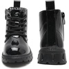 image:imageDADAWEN Boys Girls Glitter Ankle Boots Kids Lace Up Side Zipper Waterproof Outdoor Combat BootsToddlerLittle KidBig Kid01 Black