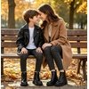 image:imageDADAWEN Boys Girls Glitter Ankle Boots Kids Lace Up Side Zipper Waterproof Outdoor Combat BootsToddlerLittle KidBig Kid01 Black