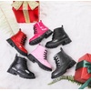 image:imageDADAWEN Boys Girls Glitter Ankle Boots Kids Lace Up Side Zipper Waterproof Outdoor Combat BootsToddlerLittle KidBig Kid01 Black