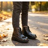 image:imageDADAWEN Boys Girls Glitter Ankle Boots Kids Lace Up Side Zipper Waterproof Outdoor Combat BootsToddlerLittle KidBig Kid01 BlackGlitter