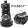 image:imageDADAWEN Boys Girls Glitter Ankle Boots Kids Lace Up Side Zipper Waterproof Outdoor Combat BootsToddlerLittle KidBig Kid01 BlackGlitter