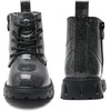 image:imageDADAWEN Boys Girls Glitter Ankle Boots Kids Lace Up Side Zipper Waterproof Outdoor Combat BootsToddlerLittle KidBig Kid01 BlackGlitter