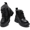 image:imageDADAWEN Boys Girls Glitter Ankle Boots Kids Lace Up Side Zipper Waterproof Outdoor Combat BootsToddlerLittle KidBig Kid01 BlackLeather