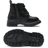 image:imageDADAWEN Boys Girls Glitter Ankle Boots Kids Lace Up Side Zipper Waterproof Outdoor Combat BootsToddlerLittle KidBig Kid01 BlackLeather