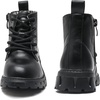 image:imageDADAWEN Boys Girls Glitter Ankle Boots Kids Lace Up Side Zipper Waterproof Outdoor Combat BootsToddlerLittle KidBig Kid01 BlackLeather
